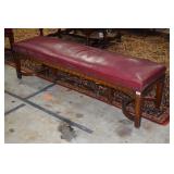 LOT 1084 - HAND PAINTED RED LEATHER BENCH