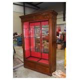 LOT 1132 OAK DISPLAY CABINET W/  2 DRAWERS