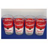 set of 4 Campbells Tomato Soup Glasses 4.5"