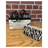 lot of 5 Estee Lauder Zebra Canvas Bag w/coin
