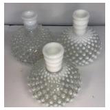 lot of 3 Opalescent Hobnail Vases 5"