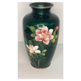 Green Floral Cloisonnï¿½ Vase 7" note condition