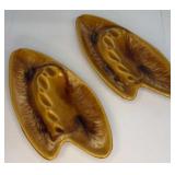 Pair USA Pottery Ashtrays 9" note condition