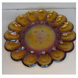 Indiana Glass Amber Iridescent Egg Plate 11"