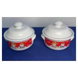 pair Campbell Soup Covered Dishes 5" 1998
