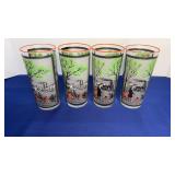 set of 4 Currier & Ives The Riverboat/Express Trai