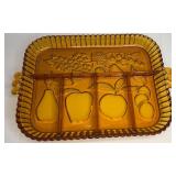 Indiana Glass Amber Divided Relish Tray 12x9