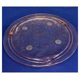 10" Pink Glass Cake Plate