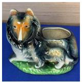 5" Vtg Collie Planter no chips