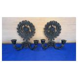 Pair Cast Iron Wall Sconce 9"