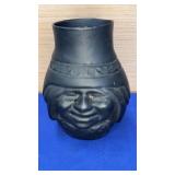 Lima Peru Blown Black Glass Bottle Vase 9"