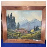 1951 Oil on Board Bavarian Alps 27.5"x24" no ship
