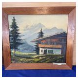 1951 Oil on Board Bavarian Alps 27.5"x24" no ship