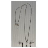 Earrings/Pendant marked P14K/ .925 Italy Chain