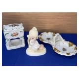 Double Trinket /Cigarette Box /Enesco Figurine lot