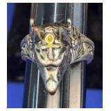 sz 10.5 Silver Tone Egyptian Ankh Anubis Ring