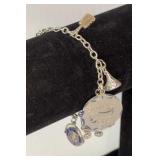 Sterling 7" Charm Bracelet 1971 Graduate, Kiss,