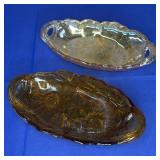 Pair Indiana Glass Relish Dishes 9.5"