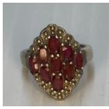 sz 8 Red Stone Ring marked 925 Thailand