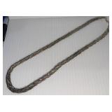 Braided Silvertone Necklace marked Korea
