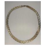 20.7g Silver Braided Necklace marked SU Italy 925