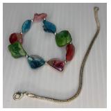Stretchy Crystal and Gold Tone Bracelet