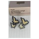 1990 Avon Whisering Wings Clip Earrings
