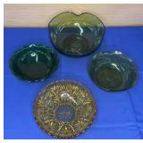 Green/Amber Bowl Lot 7-9"