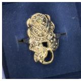 sz 6 unmarked Silver Tone Rose Ring