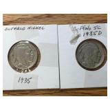 1935 & 1935 D Buffalo Nickels