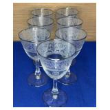 set of 7 Glastonbury-Lotus Brocade Silver Wine