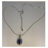 Silver Tone Blue Stone Necklace