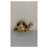 1.75" Gold Tone Turtle Pin stone eye