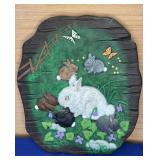 Ceramic Bunny Plaque 9x10 1980 Macky Mold