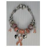 Silver Tone Pink Charm Bracelet