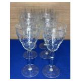 Set of 6 Etched 8" Wine Glasses