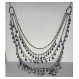 Multi Strand Purple Silvertone Necklace