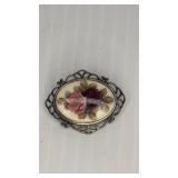 1.25" Rose Brooch Marked 925