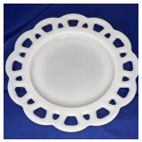 Milk Glass Open Lace Plate 8.5"