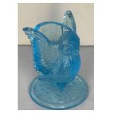 Westmoreland Blue Glass Owl Toothpick 3"