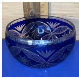 Cut to Clear Cobalt Blue Crystal Bowl 8.5"