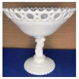 Atterbury Milk Glass Atlas Compote 8"