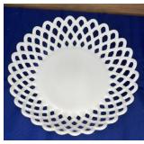 Westmoreland? Milk Glass Open Lattice Shallow Bowl