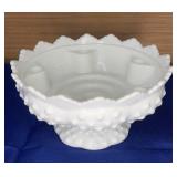 Fenton Milk Glass Hobnail Pedestal 6 Candle Bowl