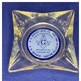 4.5" Masonic Glass Ashtray note one corner