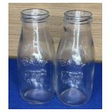 Pair Decorative Glass Dairy Bottles 6"