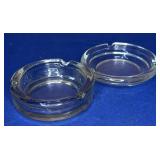 Pair 4" Clear Glass Ashtrays