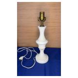 Milk Glass Hobnail Lamp works as is 15"
