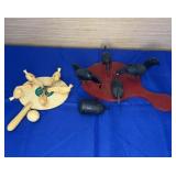 Pair Wood Pecking Paddle Toys- needs restringing
