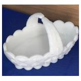 Westmoreland Split Handled Milk Glass Basket 6.5"